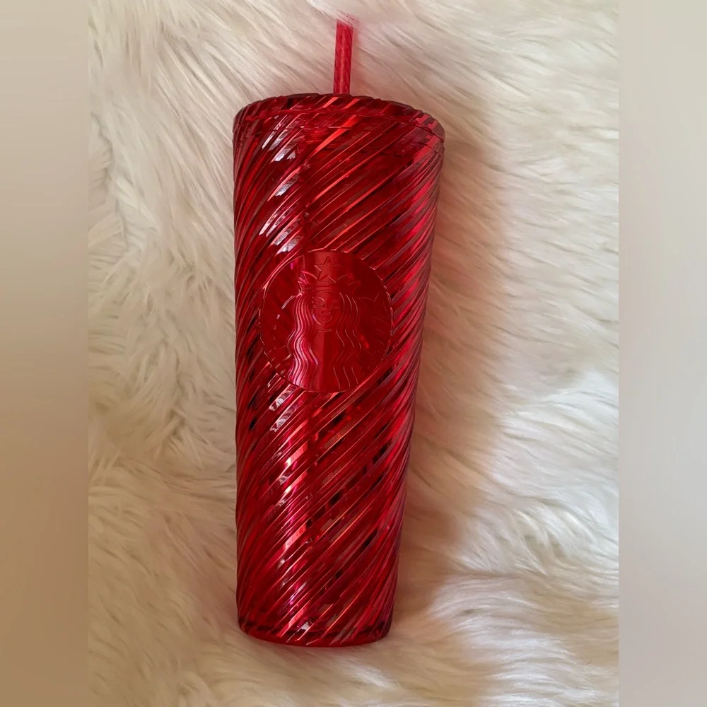 Starbucks Christmas 2024 Red Swirl Stripe Venti Tumbler 24oz Cold Cup Winter New